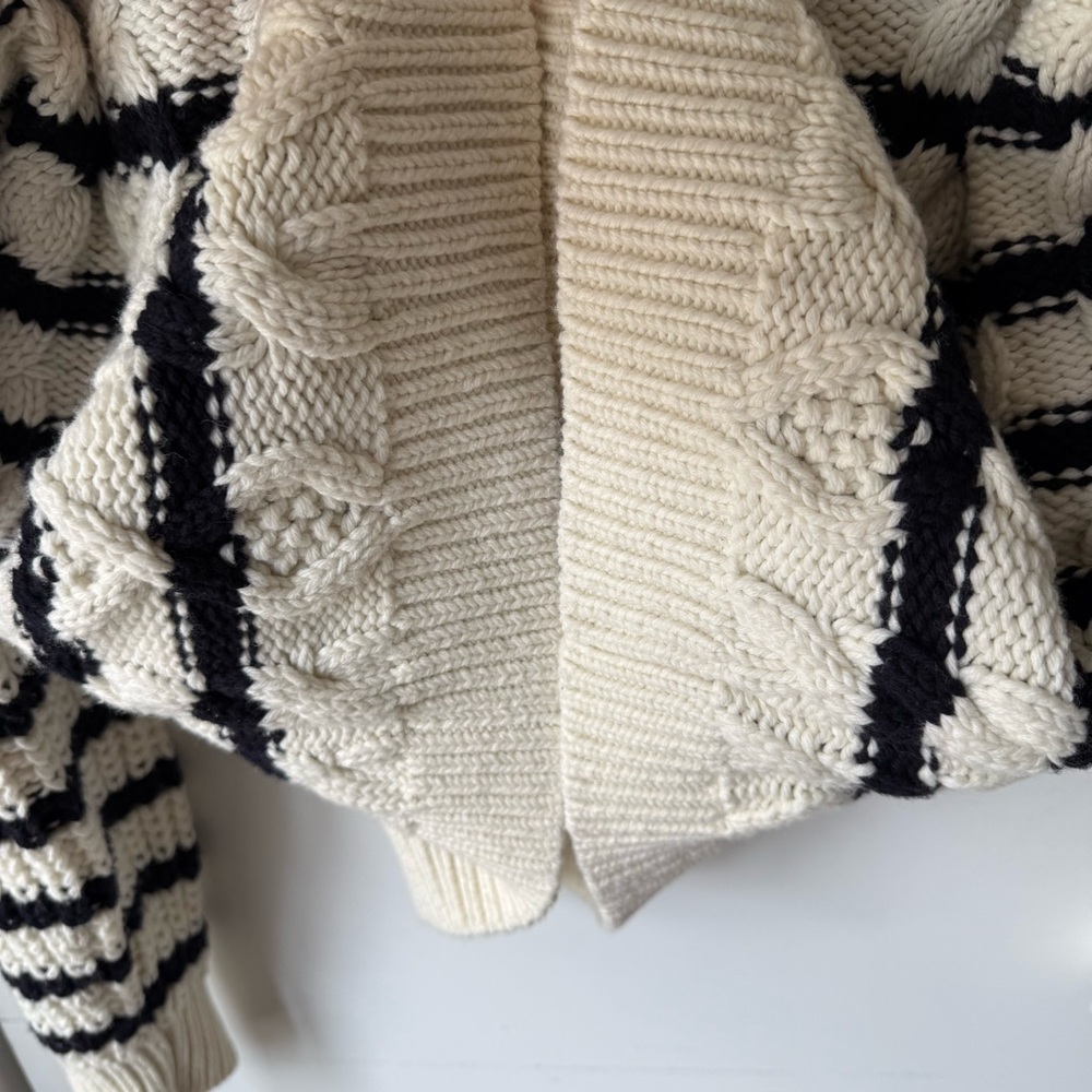 Sezane Sean Cardigan Ecru / Navy - Size S - Picture 6 of 9